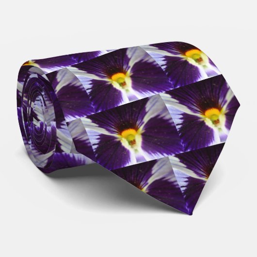 紫色および黄色の花のタイ ネクタイ (ロール)