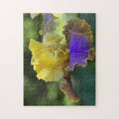 紫色および黄色アイリスパズル ジグソーパズル (縦)