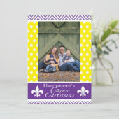 紫色および黄色ルイジアナのケージャンのクリスマスカード シーズンカード (スタンド正面)