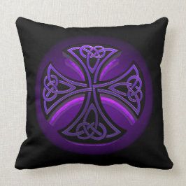 紫色および黒いケルト十字の装飾用クッション クッション