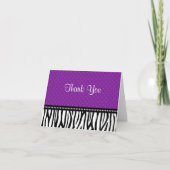 紫色および黒いシマウマの水玉模様は感謝していしています サンキューカード (正面)