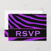 紫色および黒いトラのプリントRSVPの結婚式の応答 出欠カード (正面/裏面)