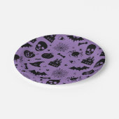 紫色および黒いハロウィンパターン ペーパープレート (アングル)