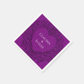 紫色および黒いハートのゴシック様式結婚式のナプキン スタンダードカクテルナプキン (角)