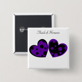 紫色および黒いハートボタン 缶バッジ (正面&裏面)