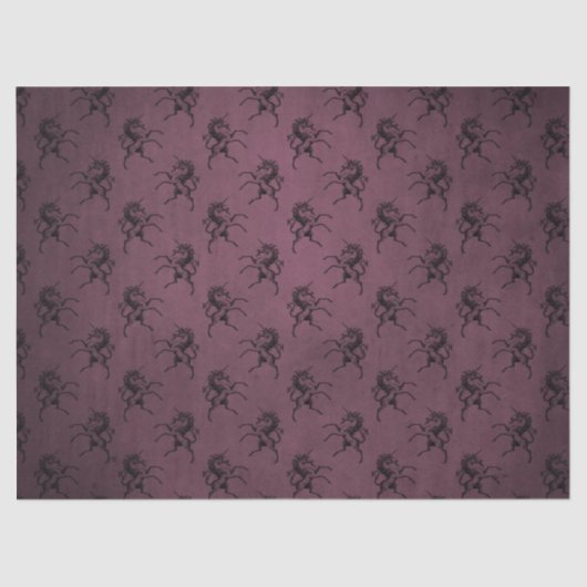 紫色および黒いユニコーンのティッシュペーパー 薄葉紙 (正面)