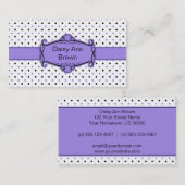 紫色および黒い水玉模様の名刺 名刺 (正面/裏面)