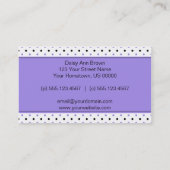 紫色および黒い水玉模様の名刺 名刺 (裏面)