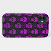 紫色および黒い砂糖のスカルパターン Case-Mate iPhoneケース (裏面(横))