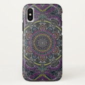 紫色および黒い神聖な曼荼羅の星およびレース Case-Mate iPhoneケース (裏面)