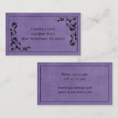 紫色および黒い花の名刺 名刺 (正面/裏面)