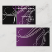 紫色および黒髪のサロンの名刺 名刺 (正面/裏面)