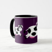 紫色かわいい連続した牛及び黒い信号器のマグ マグカップ (正面左)