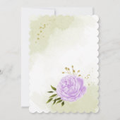 紫色かわいらしの花の緑の座席チャートカード 招待状 (裏面)