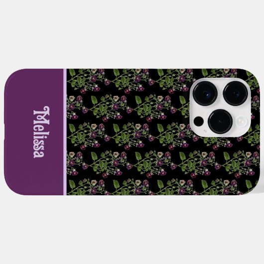 紫色かわいらしの花モノグラムの柄 Case-Mate iPhoneケース (裏面 (横))