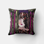 紫色かピンクまたは黒い微妙な優雅のモダンな枕- クッション (裏面)