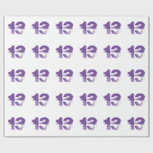 紫色だれでものための第13誕生日白で ラッピングペーパー (フラット)