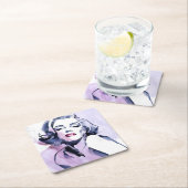 紫色でかわいらしい スクエアペーパーコースター (インサイチュ)