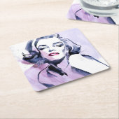 紫色でかわいらしい スクエアペーパーコースター (アングル)