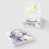 紫色でかわいらしい ストーンコースター (横)