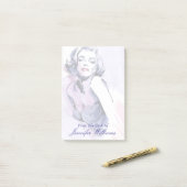 紫色でかわいらしい ポストイット (デスク上)