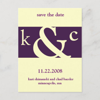 紫色で日付を保存する 案内ポストカード