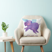 紫色ときのブタは水彩画を飛ばします クッション (椅子)