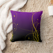 紫色とイエローフローリッシュデザイン装飾用クッション クッション (ブランケット)