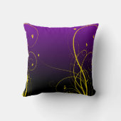 紫色とイエローフローリッシュデザイン装飾用クッション クッション (裏面)