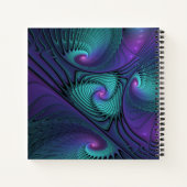 紫色とターコイズ、モダン抽象芸術フラクタル名 ノートブック (裏面)