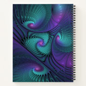紫色とターコイズ、モダン抽象芸術フラクタル名 ノートブック (裏面)