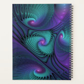紫色とターコイズ、モダン抽象芸術フラクタル名 プランナー手帳 (裏面)