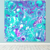 紫色とティール（緑がかった色）の流体アートマーブルのような泡 キャンバスプリント (インサイチュ (ウッドフロア))