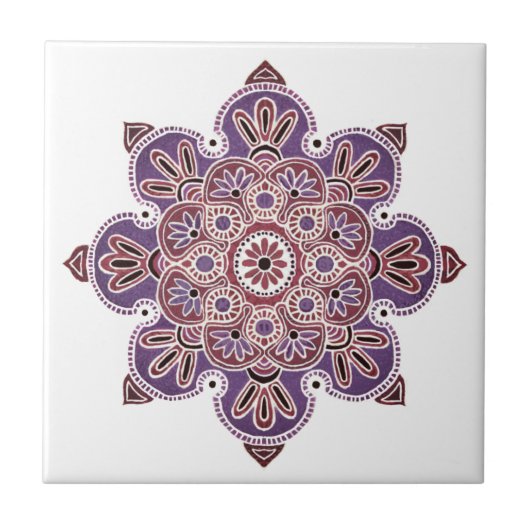 紫色とメイブメダリオンを抑えた装飾タイル タイル (正面)