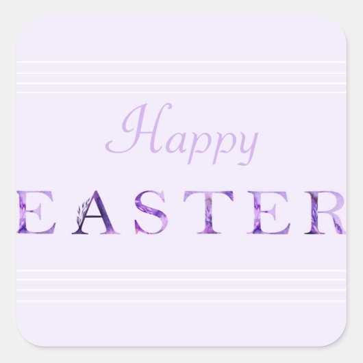 紫色とラベンダーのイースターラベル スクエアシール (正面)