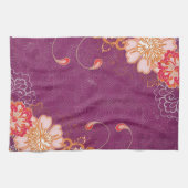 紫色と大きな花お茶タオルキッチンタオル キッチンタオル (横)