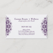 紫色と白色のリバーシブル曼荼羅 名刺 (裏面)