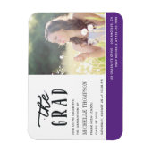 紫色と白色の大学院パーティー招待状磁石 マグネット (縦)