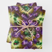 紫色と緑色のクリスマスフラクタルテクスチャ ラッピングペーパーシート (インサイチュ)