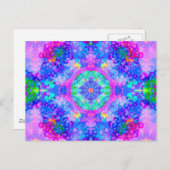 紫色と緑色の万華鏡のように千変万化するパターンフラクタル ポストカード (正面/裏面)