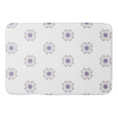 紫色と金ゴールドのフローラルックフラクタルアートタイル バスマット (正面)