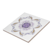 紫色と金ゴールドのフローラルックフラクタルアート タイル (側面)