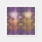 紫色と金ゴールドの切り離し内のスネークスキンパターン スタンダードカクテルナプキン (正面)