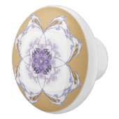 紫色と金ゴールドフローラルックフラクタルアートゴールデン セラミックノブ (右)