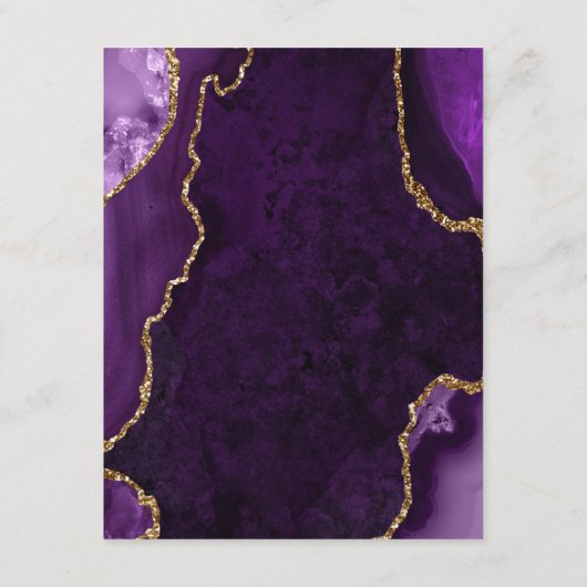 紫色と金ゴールド結婚のイベントの順序Encl エンクロージャーカード (裏面)