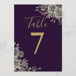 紫色と金ゴールド結婚ゴシックの表番号 招待状