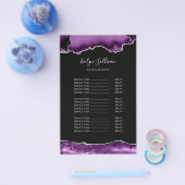 紫色と銀の瑪瑙の価格表フライヤー チラシ (シングル)