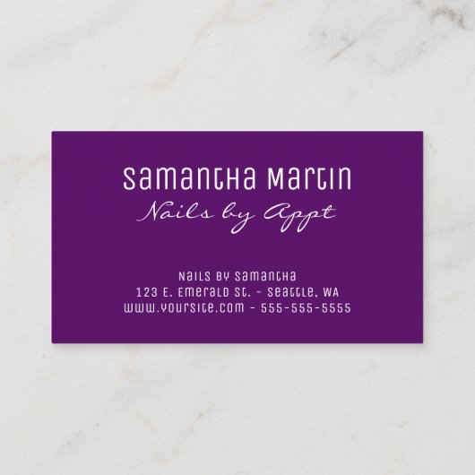 紫色と銀箔ヒョウのブラシストローク 名刺 (裏面)