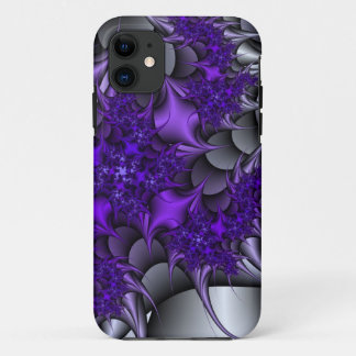 紫色と銀色の胸郭フラクタル電話ケース iPhone 11 ケース