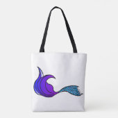 紫色と青のテールトートバッグを持つマーメイドチーム トートバッグ (裏面)